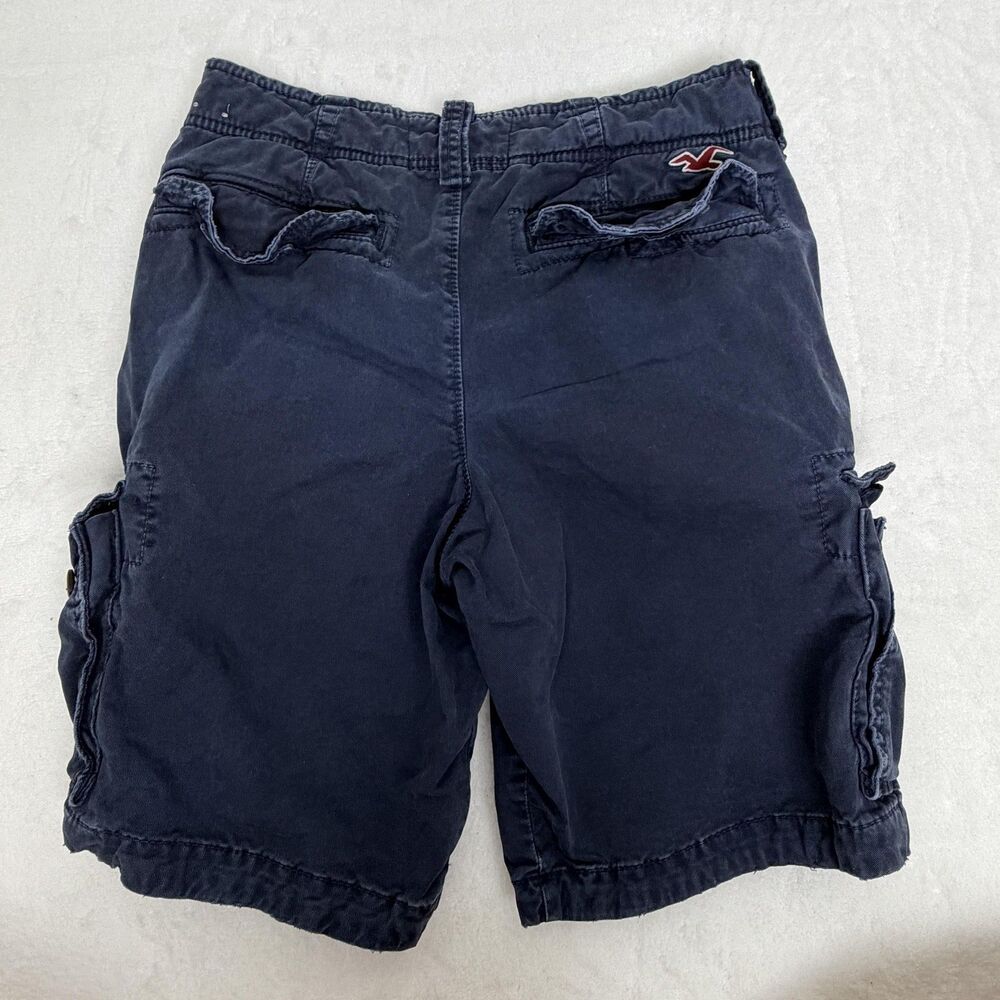 Hollister Cargo Shorts Mens 28 Navy Blue Y2K Canvas Utility Pockets Casual